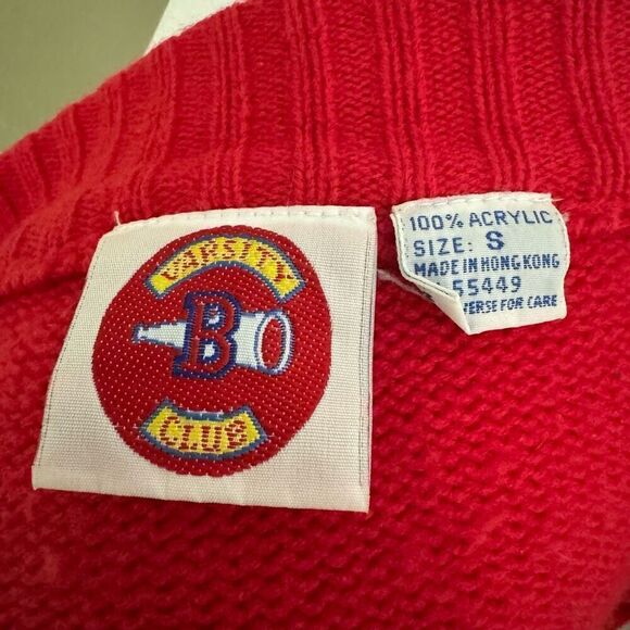 Varsity Club Women's S Button Front Cheerleader Cardigan Red Preppy Academia - Picture 5 of 6
